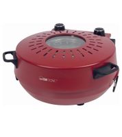 CLATRONIC Pizzamaker mit Pizzastein Ø 32 cm inkl. 2 Pizzaheber & Pizzaschneider – bis 350 °C – Pizza in unter 5 Min. – 1200 W **B-Ware – geprüft & funktionell einwandfrei** Rot