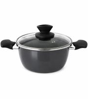 Vitrinor Enamel Cooking Pot with Glass Lid (20 cm) – Suitable for All Stovetops – Non-Stick Coating – Made in Spain – **B-Stock – Inspected & Fully Functional** – Grey