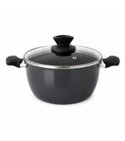 Vitrinor Enamel Cooking Pot with Glass Lid (24 cm) – Suitable for All Stovetops – Non-Stick Coating – Made in Spain – **B-Stock: Inspected & Fully Functional** – Grey
