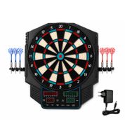 Elektronische LED-Dartscheibe für 1–8 Spieler mit 4 LED-Anzeigen, 6 Softdarts & 50 Ersatzspitzen **B-Ware – geprüft & funktionell einwandfrei** Schwarz