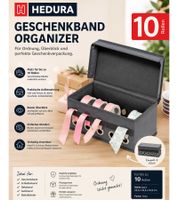 HEDURA Geschenkband-Organizer – Praktischer Aufbewahrungsspender für Geschenk- & Dekobänder **B-Ware – geprüft & funktionell einwandfrei** Grau