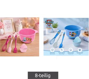 8-Piece Nickelodeon PAW PATROL Baking Set with Bowl, 4 Muffin Cups, and 3 Baking Tools **B-Stock – inspected & fully functional** 07-15120-25-03 in Pink or Blue