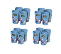 Set di 4 bicchieri Super Mario, 350 ml, con dettagli a tema Super Mario, bicchieri di plastica riutilizzabili, blu