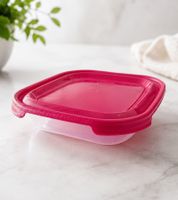 Boîte de rangement Tontarelli, capacité 0,5 litre, avec couvercle, 15 x 15 x 3 cm **Produit de seconde main – Testé et parfaitement fonctionnel** Transparent/Rose