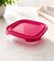 Boîte de rangement Tontarelli, capacité 0,5 litre, avec couvercle, 15 x 15 x 3 cm **Produit de seconde main – Testé et parfaitement fonctionnel** Transparent/Rose