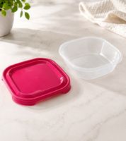 Boîte de rangement Tontarelli, capacité 0,5 litre, avec couvercle, 15 x 15 x 3 cm **Produit de seconde main – Testé et parfaitement fonctionnel** Transparent/Rose