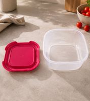 Boîte de conservation Tontarelli, capacité 2 litres, récipient de conservation des aliments avec couvercle assorti, 21,5 x 15 x 6,5 cm **Produit de seconde main – Testé et entièrement fonctionnel** Transparent/Rose