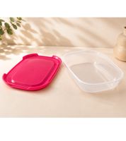 Boîte de rangement Tontarelli, capacité 2 litres, avec couvercle, 26 x 18 x 7 cm **Produit de seconde main – Testé et parfaitement fonctionnel** Transparent/Rose