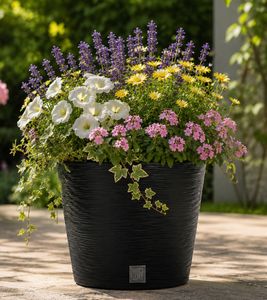 Pot de fleurs Prosperplast Furu, résistant au gel, aux UV et à l'humidité, avec insert de plantation de 25 cm, 9 L **Produit de seconde main – Testé et entièrement fonctionnel** Anthracite