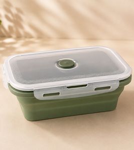 Boîte de rangement pliable et pratique, capacité 750 ml, avec couvercle, 18,7 x 12 x 6,9 cm **Produit de seconde main – Testé et parfaitement fonctionnel** Vert/Transparent