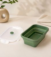 Boîte de rangement pliable et pratique, capacité 750 ml, avec couvercle, 18,7 x 12 x 6,9 cm **Produit de seconde main – Testé et parfaitement fonctionnel** Vert/Transparent