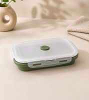 Boîte de rangement pliable et pratique, capacité 750 ml, avec couvercle, 18,7 x 12 x 6,9 cm **Produit de seconde main – Testé et parfaitement fonctionnel** Vert/Transparent