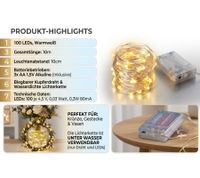 Guirlande lumineuse STERN FABRIK (lot de 5) avec minuterie, 10 mètres, 100 LED blanc chaud, fil LED 8957695