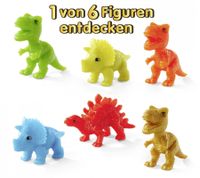 Confezione da 10 bombe da bagno GLIBBI DINO Surprise per bambini con personaggi di dinosauri da collezione, età 3+, 100 g, blu, verde o arancione