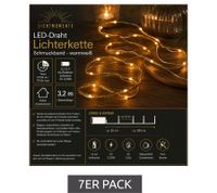 7er Pack LICHTMOMENTE LED-Draht mit Schmuckband Lichterkette mit Timerfunktion 3,2 Meter 20 LEDs warmweiße Mikro-LED-Lämpchen Gold