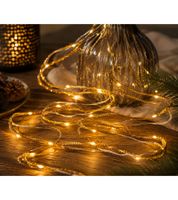 7er Pack LICHTMOMENTE LED-Draht mit Schmuckband Lichterkette mit Timerfunktion 3,2 Meter 20 LEDs warmweiße Mikro-LED-Lämpchen Gold
