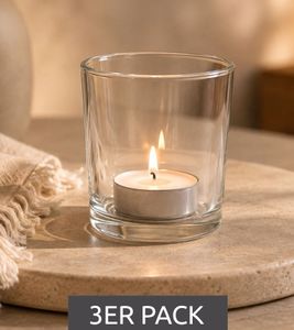 Lot de 3 Porte-bougie chauffe-plat gwd Trend & Ambiente, Accessoires de décoration en verre, Porte-bougie **Reproduit de seconde main – Testé et entièrement fonctionnel** Transparent
