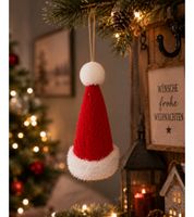 Décoration de Noël en forme de bonnet de Père Noël, à suspendre, 13 x 6,5 x 6,5 cm **Article de seconde main – Vérifié et entièrement fonctionnel** Rouge/Blanc