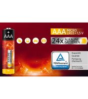Lot de 24 piles alcalines AAA Micro LR03 1,5 V **Reconditionnées - Testées et fonctionnelles** Multicolores