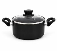 3-teiliges Krüger Koch-Set mit Bratpfanne 24x5cm, Stieltopf mit Deckel 16x7cm und Topf mit Deckel 20x8cm Antihaftbeschichtung **B-Ware – geprüft & funktionell einwandfrei** Schwarz