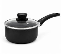 3-teiliges Krüger Koch-Set mit Bratpfanne 24x5cm, Stieltopf mit Deckel 16x7cm und Topf mit Deckel 20x8cm Antihaftbeschichtung **B-Ware – geprüft & funktionell einwandfrei** Schwarz