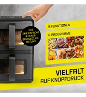Friteuse à air chaud GOURMETmaxx FryUp 10L Double chambre 2300W 8 programmes **Reconditionné – Testé et entièrement fonctionnel** Noir