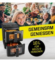 Friteuse à air chaud GOURMETmaxx FryUp 10L Double chambre 2300W 8 programmes **Reconditionné – Testé et entièrement fonctionnel** Noir