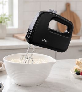 SEG Hand Mixer 200W, 5 Speed ​​Settings with Beaters & Dough Hooks HM 9122 – B-Stock (Inspected & Fully Functional) – Black
