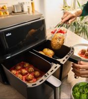 Friteuse à air chaud Braun TwinCook 3 TD3030 à double cuve 8 L 2850 W 8 programmes **Produit de seconde main – Testé et entièrement fonctionnel** Noir