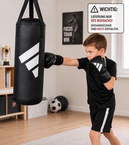 adidas Kinder Boxsack Junior 43x19cm mit Aufhängung OHNE Boxhandschuhe **B-Ware – geprüft & funktionell einwandfrei** BACJPII_SMU Schwarz