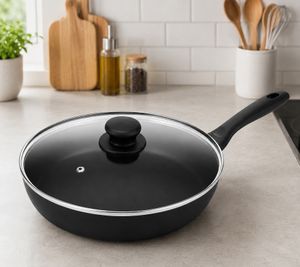 Sitram Aluminiumpfanne mit Glasdeckel Ø 28 cm Antihaft-Beschichtung **B-Ware – geprüft & funktionell einwandfrei** in Schwarz
