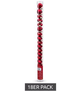 Lot de 18 décorations de Noël en verre, Ø 25 mm, en forme de cœur. **Article de seconde main – Contrôlé et fonctionnel** Rouge mat/brillant