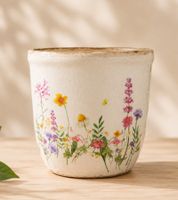 gwd Trend & Ambiente Ceramic Flower Pot Set of 2 with floral design 13cm 11cm **B-Stock – inspected & fully functional** Multicolored