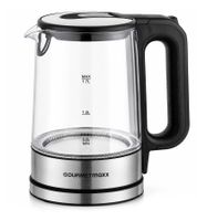 GOURMETmaxx Bouilloire en verre LED 1,7L 2200W **Produit de second choix – testé & parfaitement fonctionnel** en Noir/Acier inoxydable