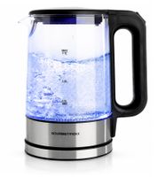 GOURMETmaxx Bouilloire en verre LED 1,7L 2200W **Produit de second choix – testé & parfaitement fonctionnel** en Noir/Acier inoxydable