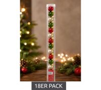 Lot de 18 boules de Noël en verre, 25 mm de diamètre, **Grade B - Contrôlées et parfaitement fonctionnelles** Rouge/Vert/Gris