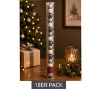 Lot de 18 boules de Noël en verre, 25 mm de diamètre, **Grade B – Contrôlées et parfaitement fonctionnelles** Blanc/Gris/Noir