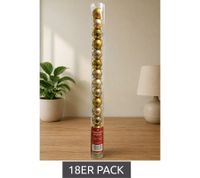 Lot de 18 boules de Noël en verre, 25 mm de diamètre, **Grade B – Contrôlé et entièrement fonctionnel** Or brillant/Beige brillant/Or mat