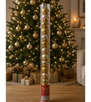 Lot de 18 boules de Noël en verre, 25 mm de diamètre, **Grade B – Contrôlé et entièrement fonctionnel** Or brillant/Beige brillant/Or mat
