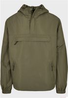 Build your Brand Men's Summer Windbreaker / Water-Repellent Hoodie Jacket B3162 in Olive Green or Black