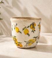 gwd Trend & Ambiente Ceramic Flower Pot with lemon design 11cm **B-Stock – inspected & fully functional** Multicolored