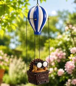 Décoration suspendue amusante : Hérisson avec jumelles et montgolfière, 29 x 7,5 cm **Article de seconde main – Testé et fonctionnel** Bleu