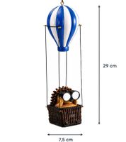 Décoration suspendue amusante : Hérisson avec jumelles et montgolfière, 29 x 7,5 cm **Article de seconde main – Testé et fonctionnel** Bleu