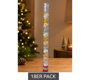 Ensemble de 18 décorations de Noël en verre en forme d'étoile, Ø 25 mm **Article de seconde main – Contrôlé et fonctionnel** Or et argent, Or et argent brillant, Or et argent mat