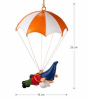 Hanging Decoration: Garden Gnome with Orange Parachute (33 x 16 cm) **B-Stock – inspected & fully functional** – Multicolored