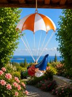 Hanging Decoration: Garden Gnome with Orange Parachute (33 x 16 cm) **B-Stock – inspected & fully functional** – Multicolored