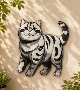 Décoration murale chat en métal **Article de seconde main – Vérifié et entièrement fonctionnel** 9494215 Gris