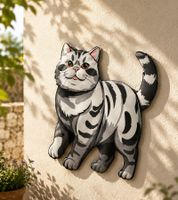 Décoration murale chat en métal **Article de seconde main – Vérifié et entièrement fonctionnel** 9494215 Gris