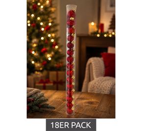 Lot de 18 boules de Noël en verre, 25 mm de diamètre, **Grade B – Contrôlé et entièrement fonctionnel** Rouge mat/brillant