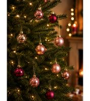 Lot de 18 boules de Noël en verre, 25 mm de diamètre, **Recyclage – Vérifié et Entièrement Fonctionnel** Rose Mat/Brillant